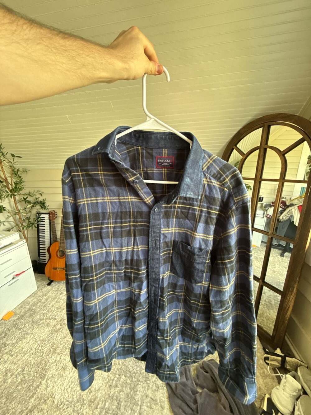 UNTUCKit Blue Plaid Long Sleeve Flannel Shirt Men's Large